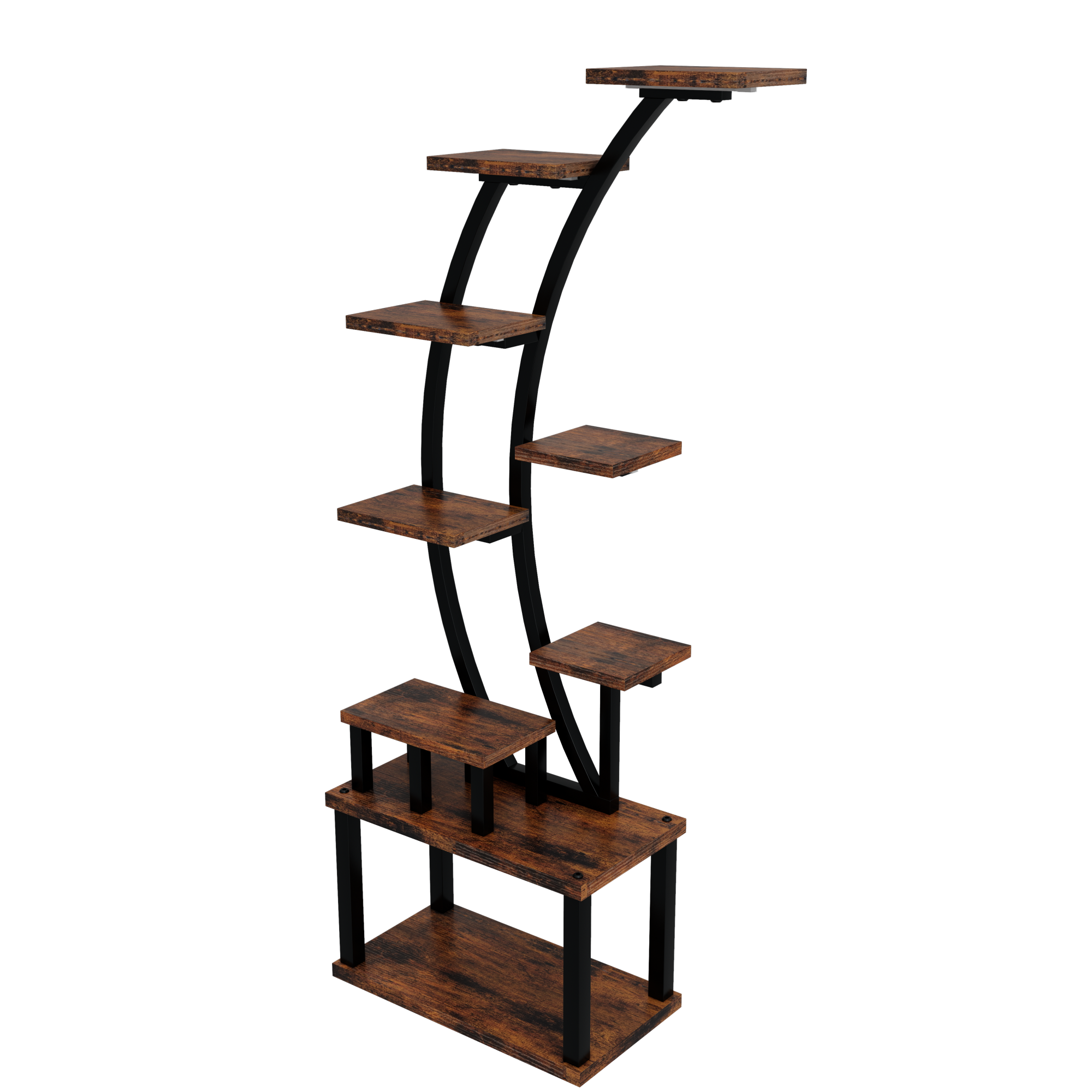 Alt View 6. GOODSILO - Tall Indoor Plant Stand with Adjustable Grow Lights and Multi-Tier Shelving for Enhanced Plant Growth - Rustic Brown.