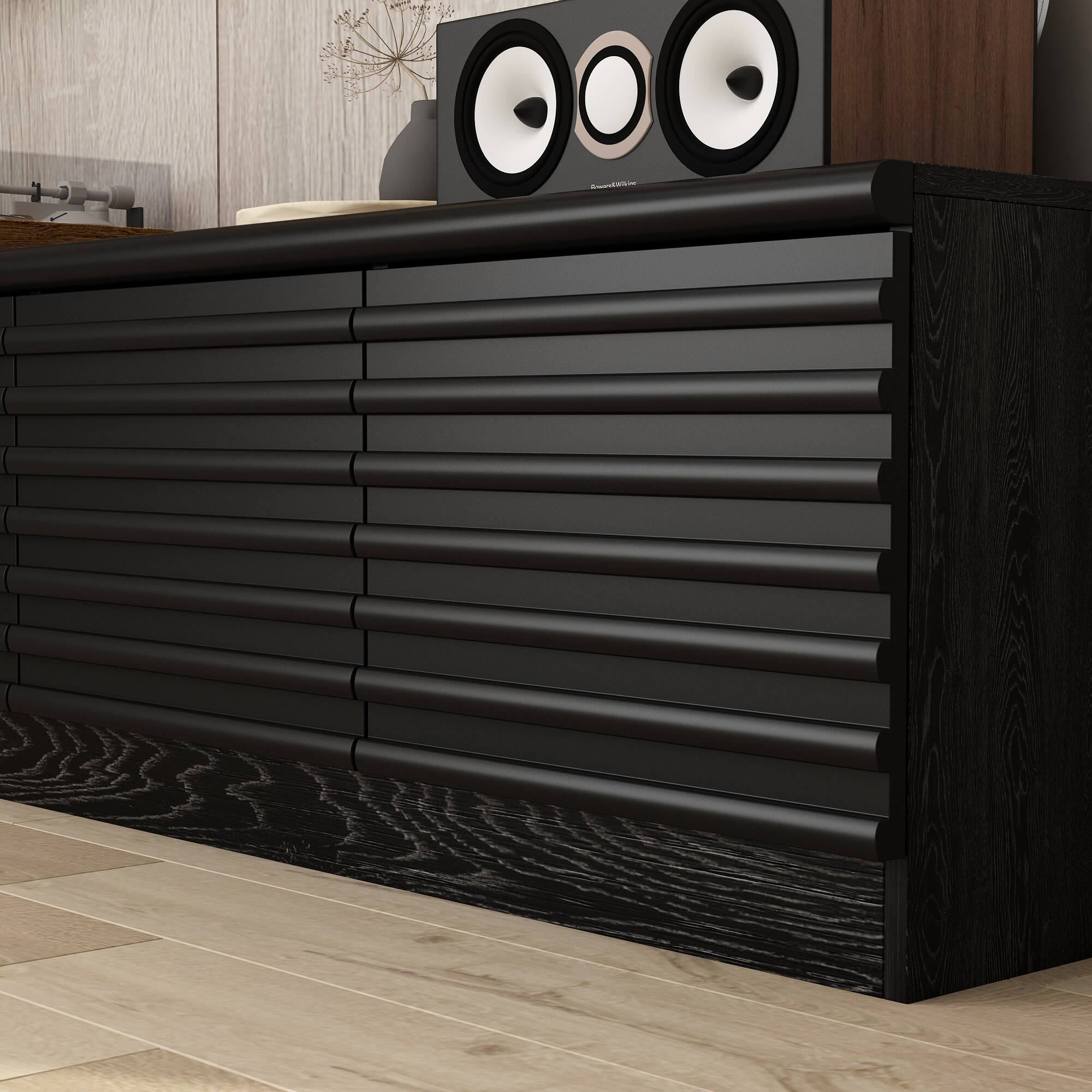 Alt View 8. Famapy - Famapy Modern TV Stand: Up to 75 - Inch Fit, Textured Surface, High - End Style - Black.