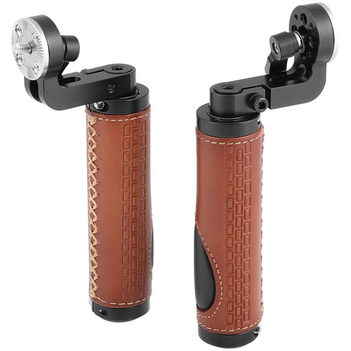 Alt View 5. CAMVATE - CAMVATE M6 Male Thread ARRI Rosette Leather Handgrip for DSLR Shoulder Rig, Pair.