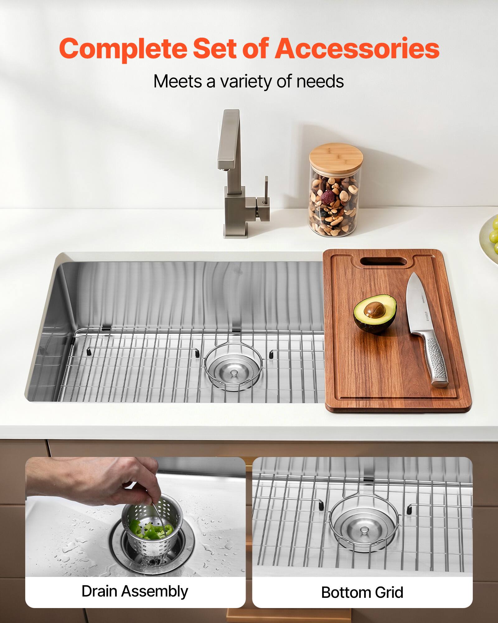 Complete Set of Accessories  
Meets a variety of needs  
Drain Assembly  
Bottom Grid