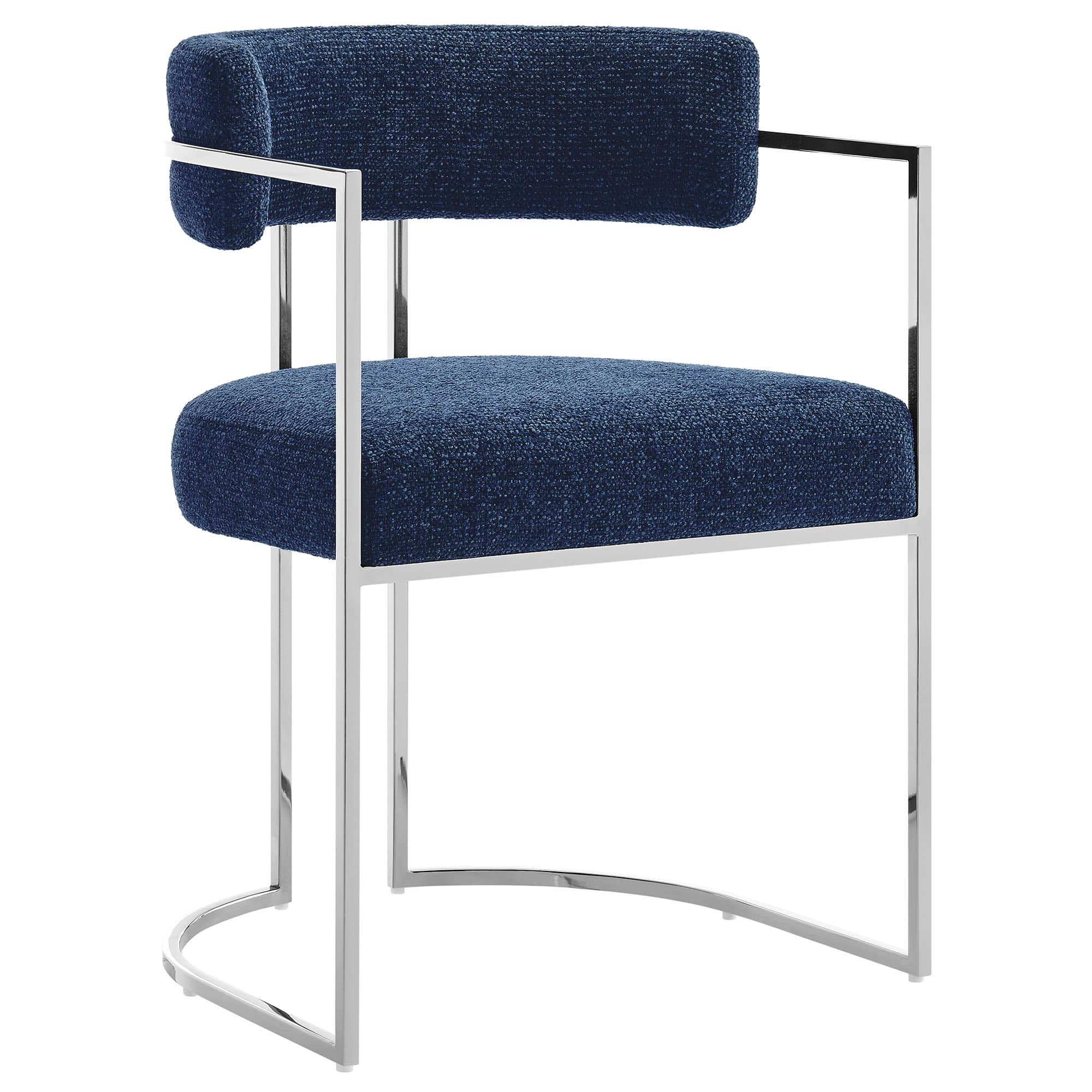 Huron Curved Back Fabric and Metal Dining Accent Chair by Modway - Blue