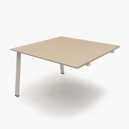 Front. Acanva - Modular Computer Office Desk, Modern Style Small Study Writing Workstation Table for Home & Business, 2 Person Extension - Natural.