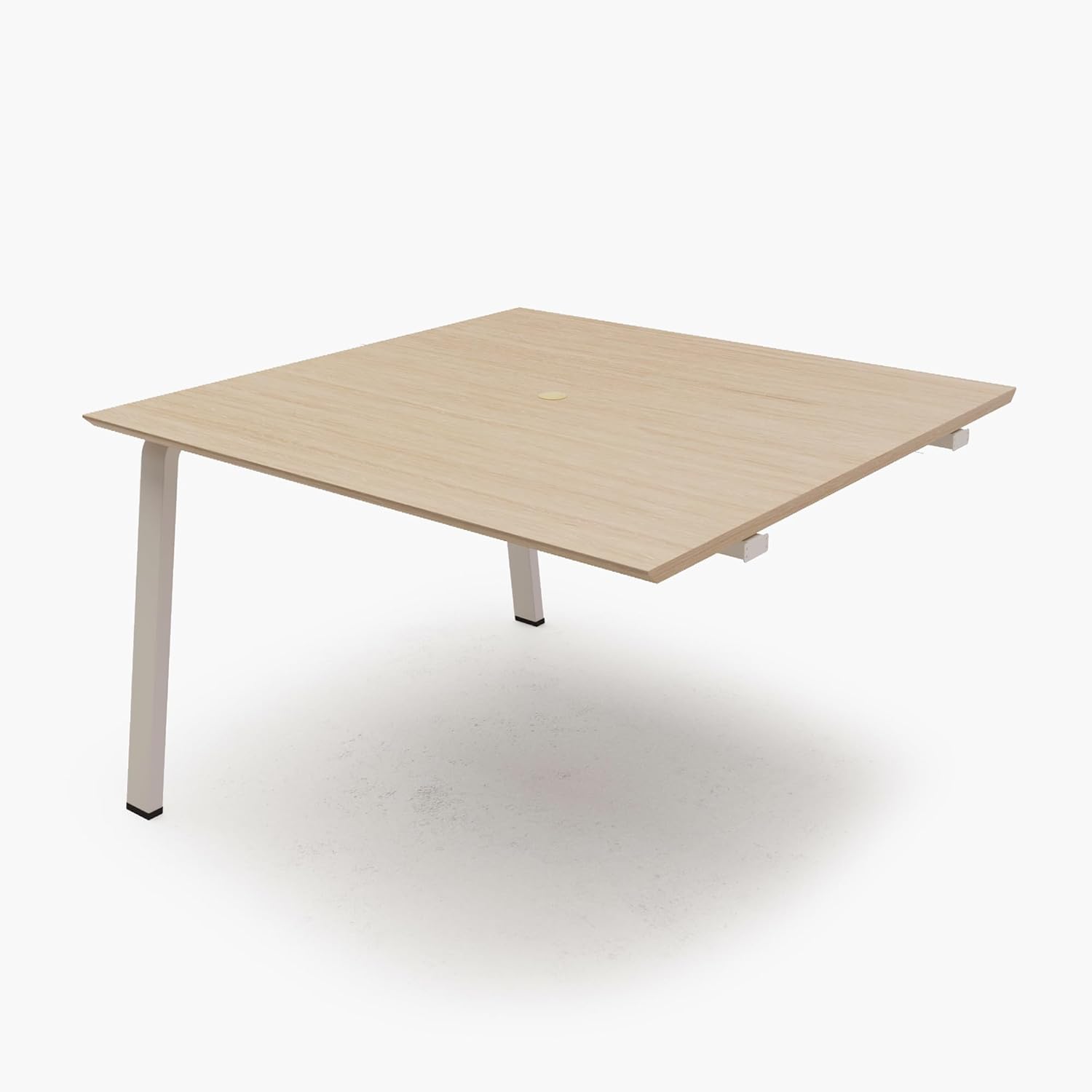 Front. Acanva - Modular Computer Office Desk, Modern Style Small Study Writing Workstation Table for Home & Business, 2 Person Extension - Natural.