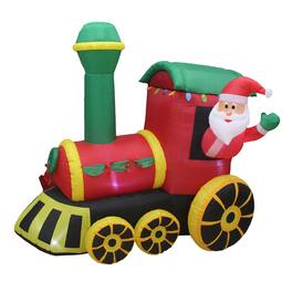 A Holiday Company - 6.5 Ft Tall Inflatable Santa Holiday Train Lawn Decoration - Multicolor