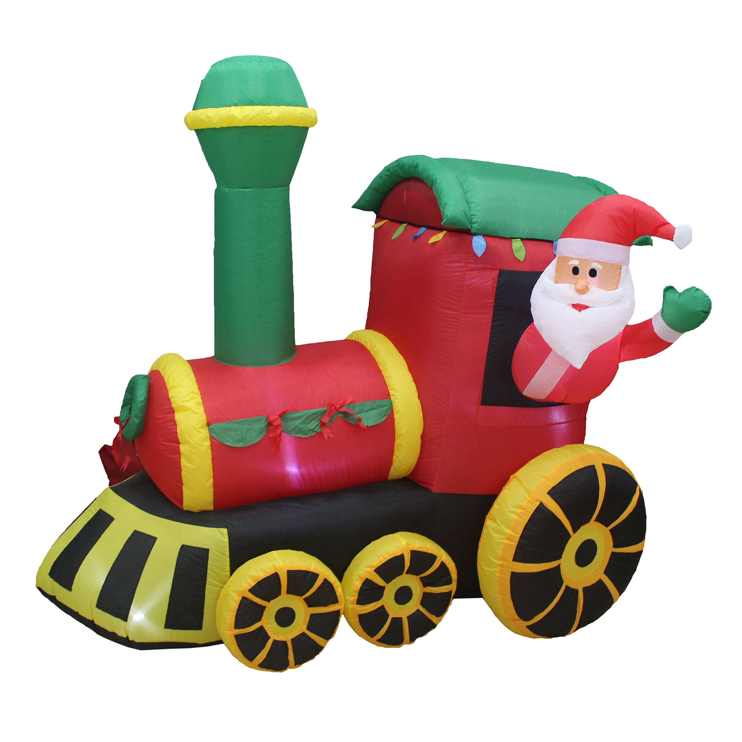 Front. A Holiday Company - A Holiday Company 6.5 Ft Tall Inflatable Santa Holiday Train Lawn Decoration - Multicolor.