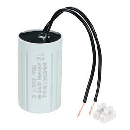 Unique Bargains - 12uF CBB60 Running Capacitor, AC 450V 2 Wires 50/60Hz Cylinder 60x35mm for Water Pumps, Washing Machines - Gray