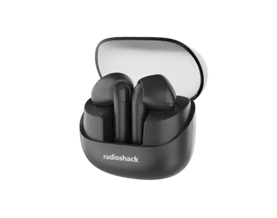 Front. RadioShack - Live Sound Wireless Bluetooth Earbuds with Noise Cancellation IPX5 3304399 - Black.