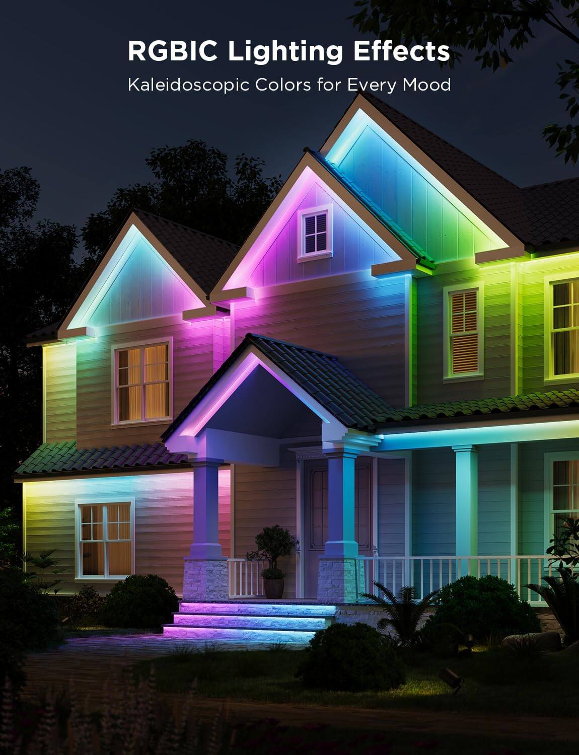 RGBIC Lighting Effects  
Kaleidoscopic Colors for Every Mood