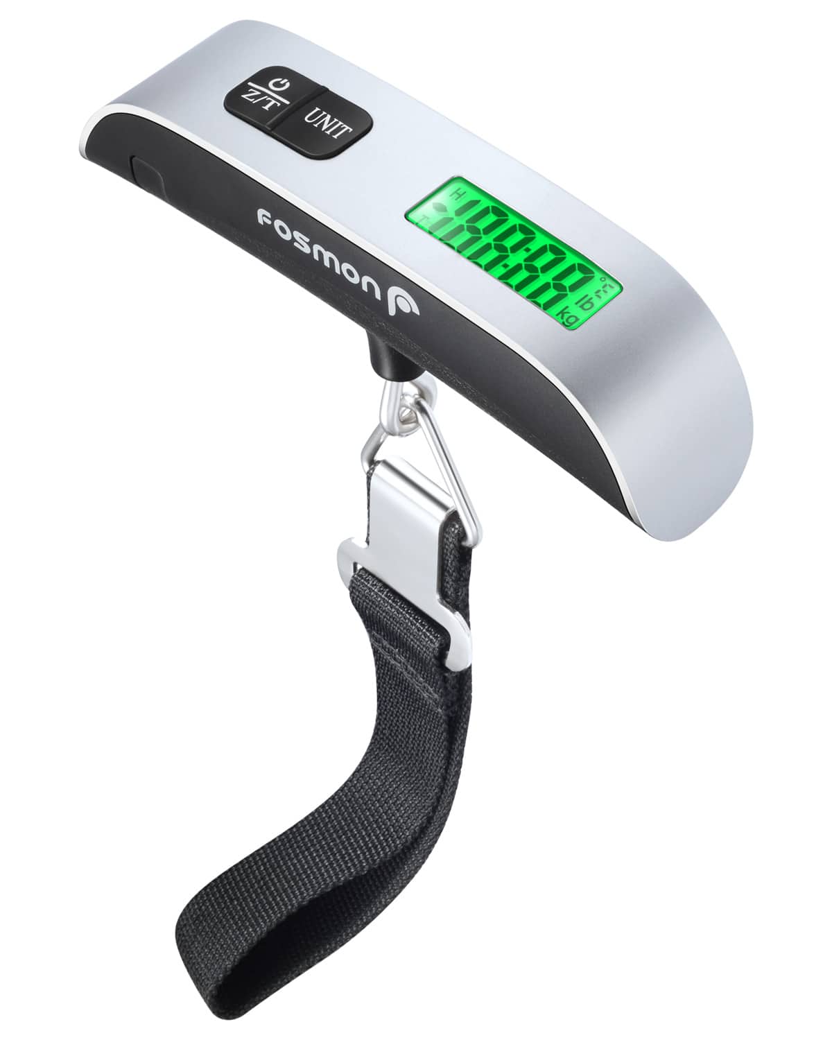 Fosmon - Digital Luggage Scale Travel with 110lb Capacity, Temperature Sensor, Portable Luggage Weight Scale for Travel, Suitcase - Silver