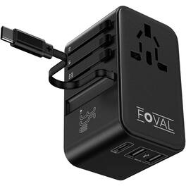 Schertz - 35W European Travel Adapter with Retractable USB-C Cable & Global Plugs - Black