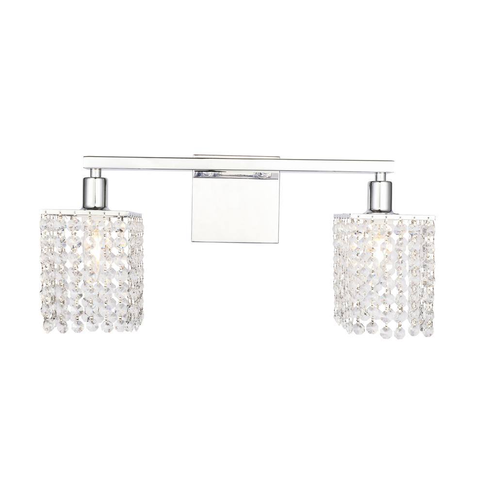 Alt View 7. Living District - Phineas 2 light Chrome and Clear Crystals wall sconce - Chrome And Clear Crystals.