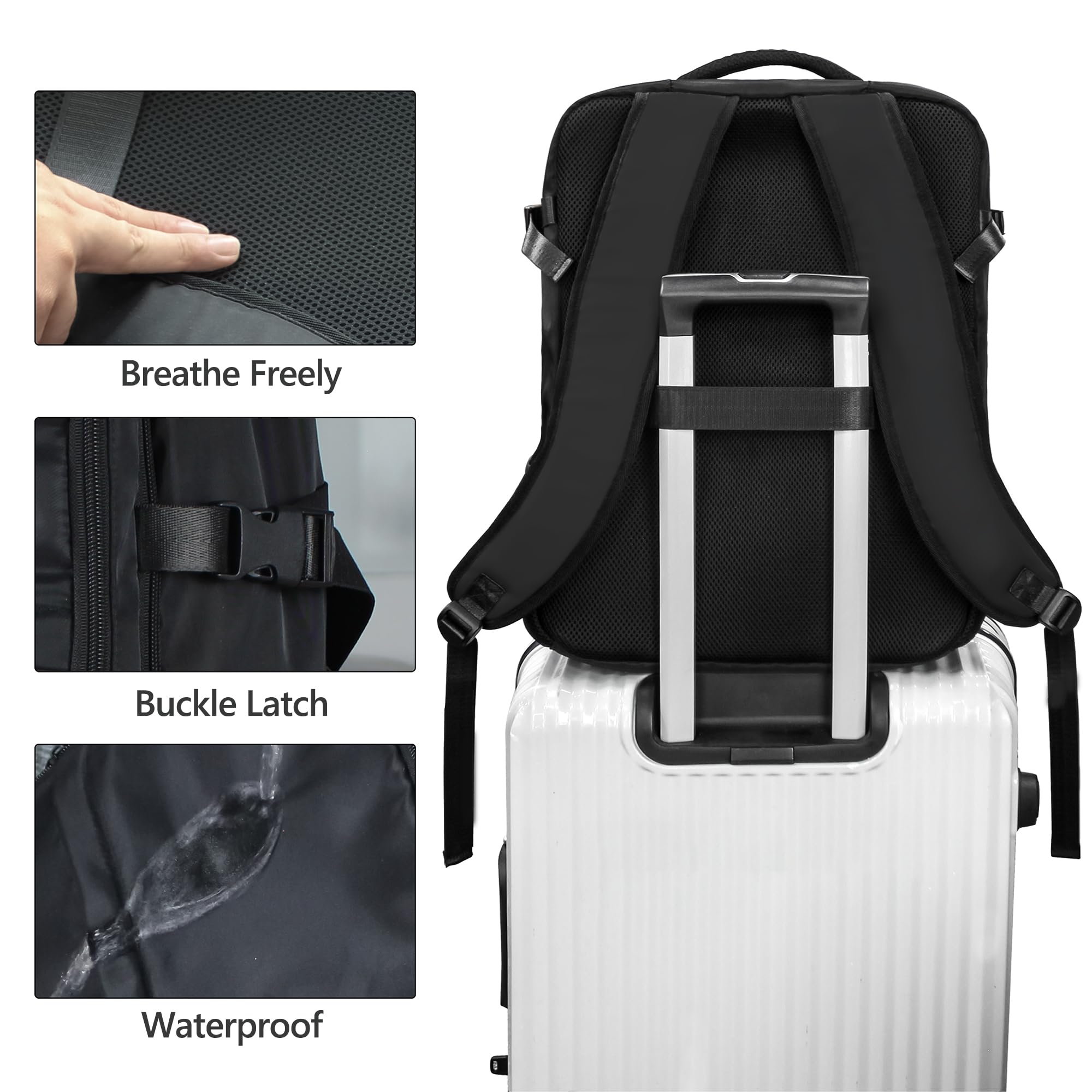 Alt View 3. Live At Space - Travel Vacuum Backpack  60l Seal Air Vac Pack With Pump Carry On Suitcase Luggage Flight Approved For Men Women - Navy Blue-50-60L.