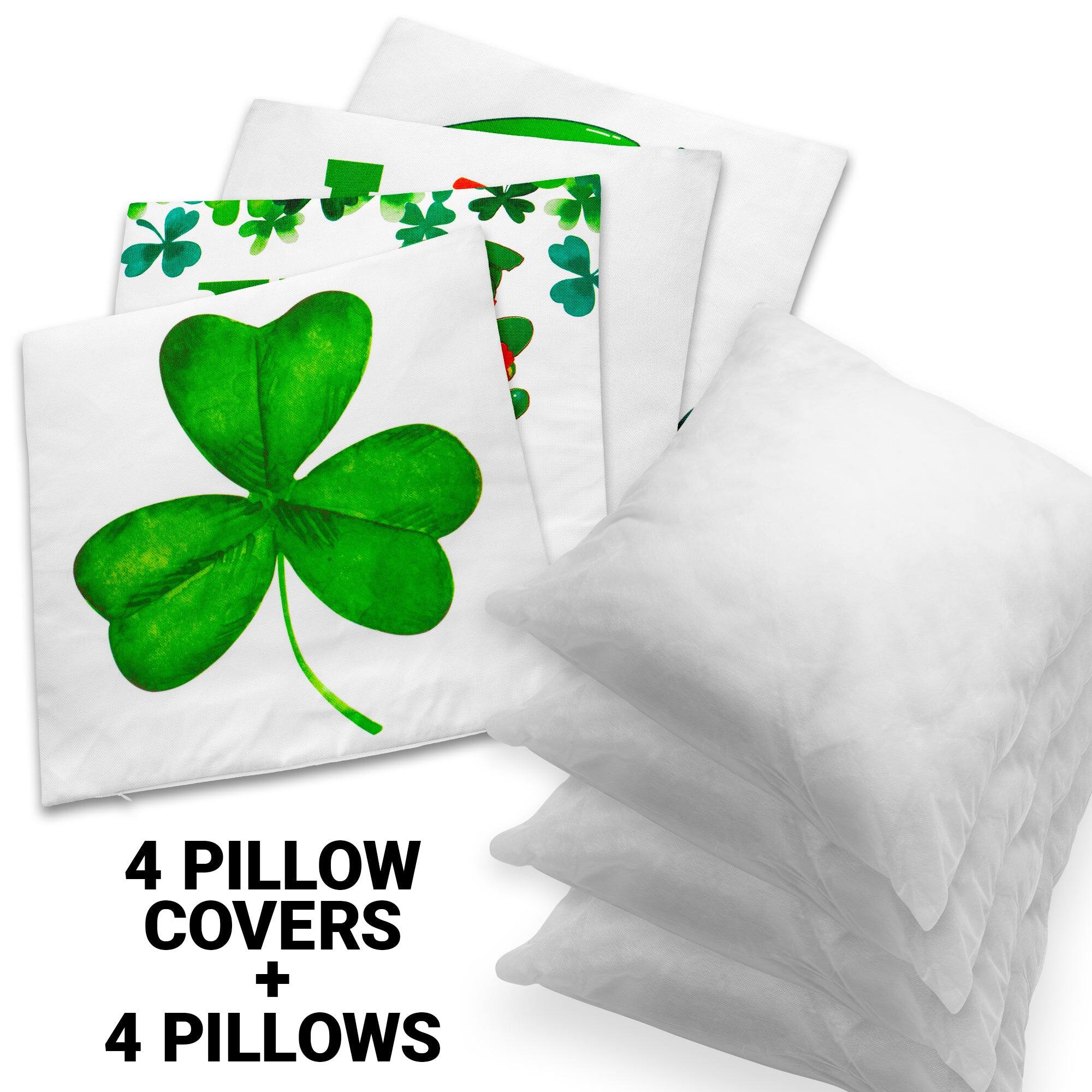 4 Pillow Covers + 4 Pillows