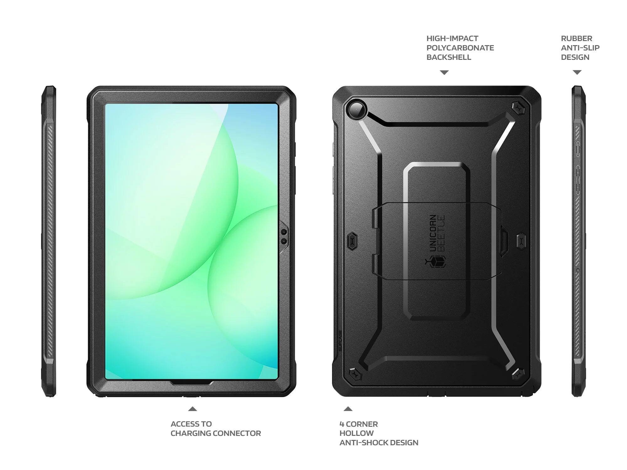 HIGH-IMPACT POLYCARBONATE BACKSHELL  
RUBBER ANTI-SLIP DESIGN  
ACCESS TO CHARGING CONNECTOR  
4 CORNER HOLLOW ANTI-SHOCK DESIGN