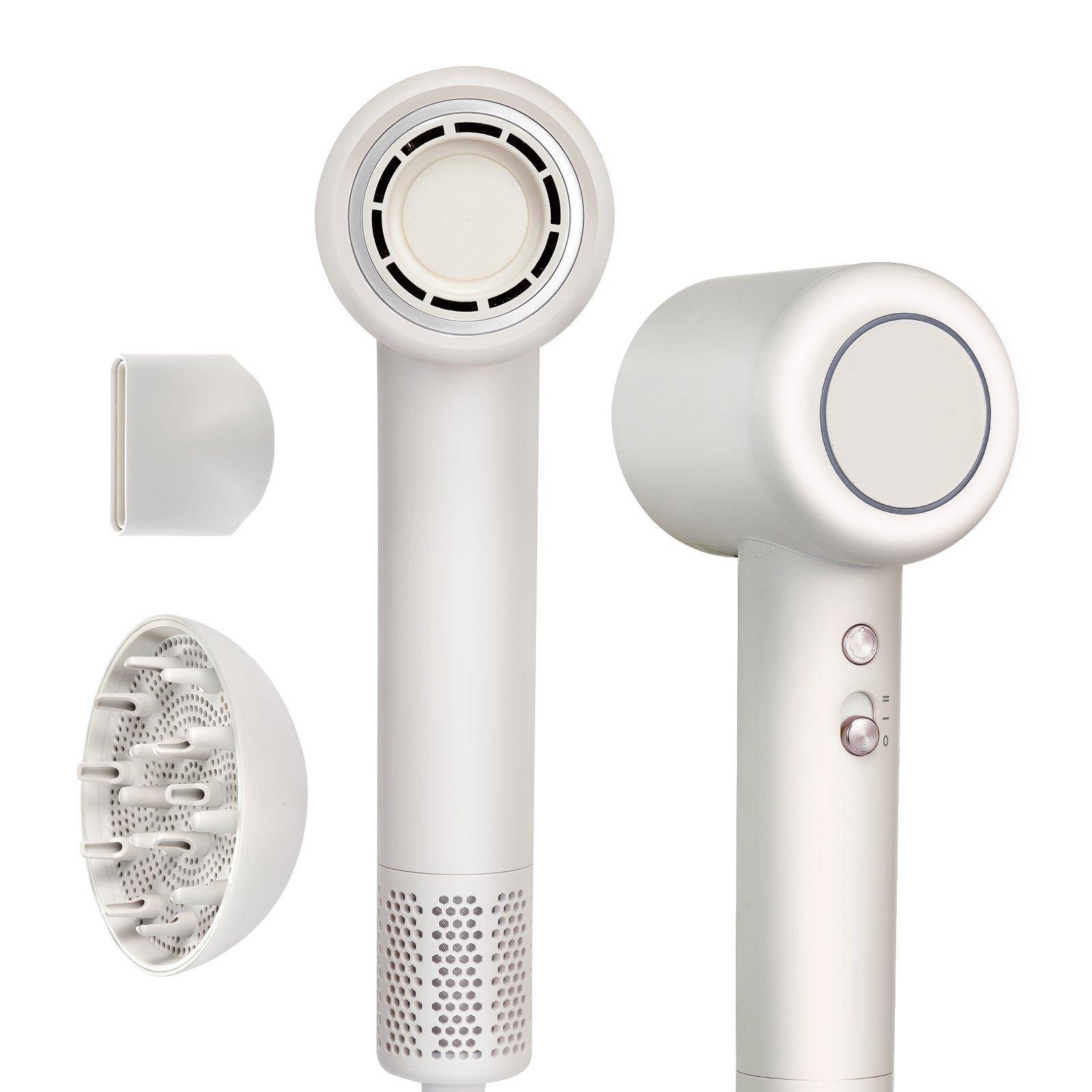 Front. Glintex - High-Speed Hair Dryer 102000RPM Brushless Motor, 200M Negative Ions, LED Temp Lights, 2 Speeds, Diffuser & Nozzle.