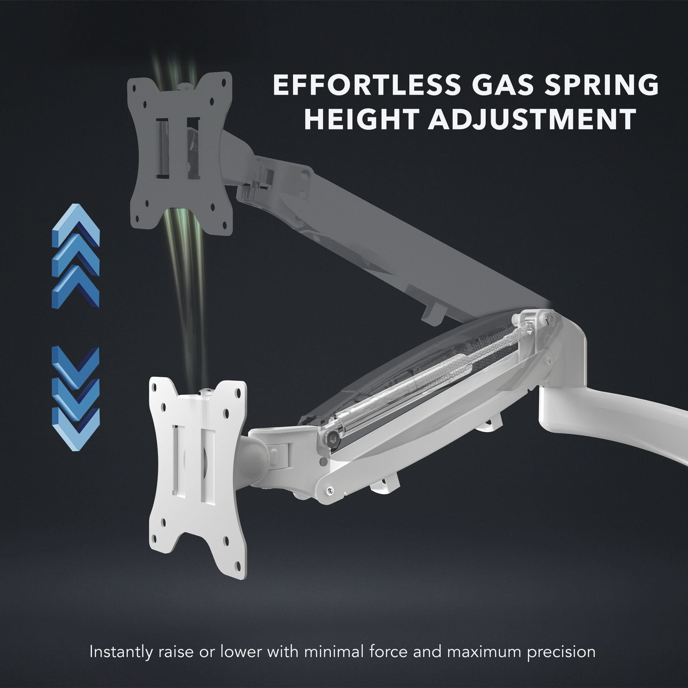 EFFORTLESS GAS SPRING HEIGHT ADJUSTMENT  
Instantly raise or lower with minimal force and maximum precision