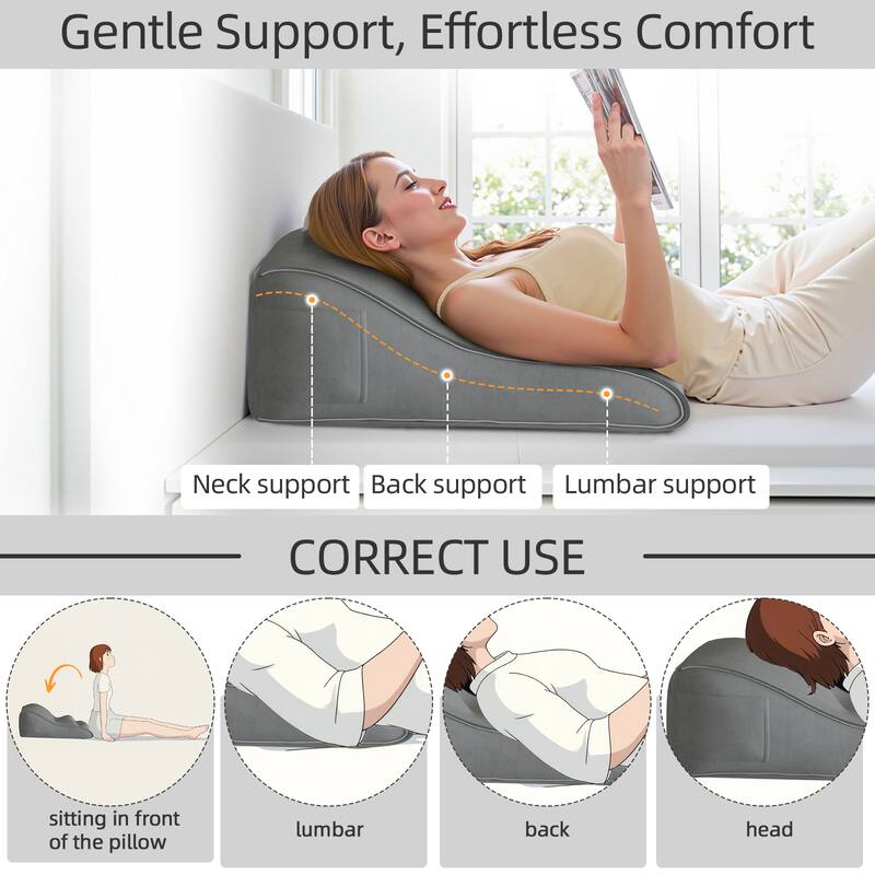 Gentle Support, Effortless Comfort

Neck support, Back support, Lumbar support

CORRECT USE

sitting in front of the pillow

lumbar

back

head