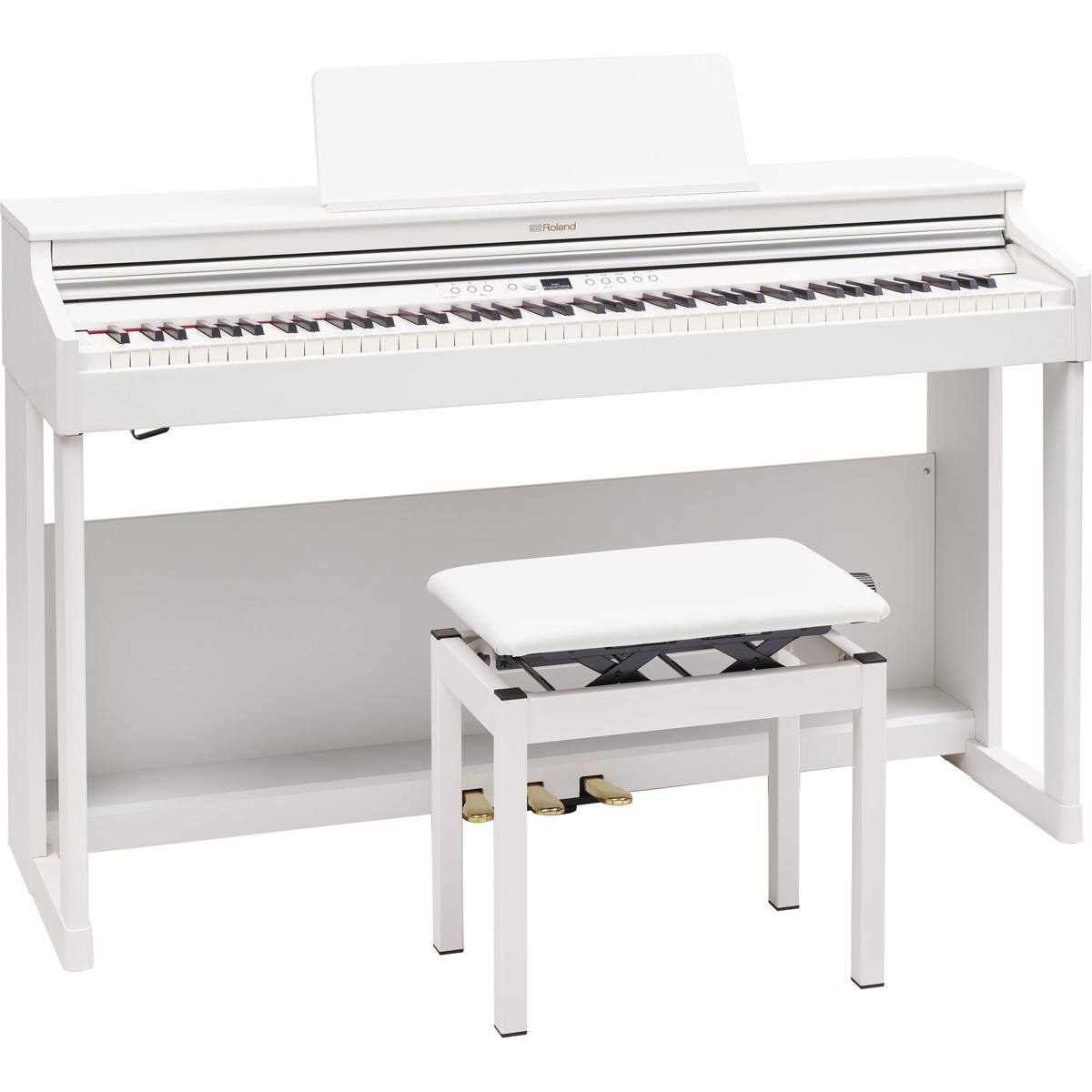 Alt View 4. Roland - Roland RP701 88-Key Classic Digital Piano, White w/Bench, Stand, Headphones.