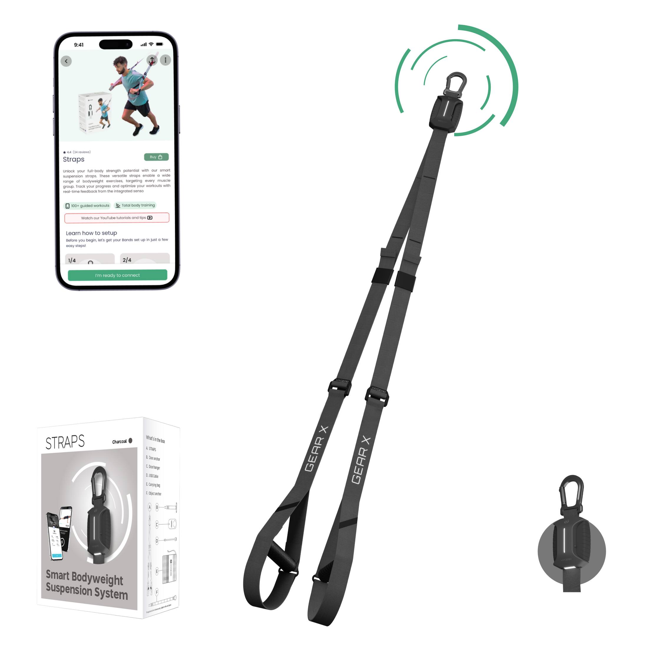 Photos - TRX & CrossFit Smart Habeats -  Suspension Workout Straps w/ Performance Tracker & Lifetime Fitness App Access - Charcoal HGX--001050 