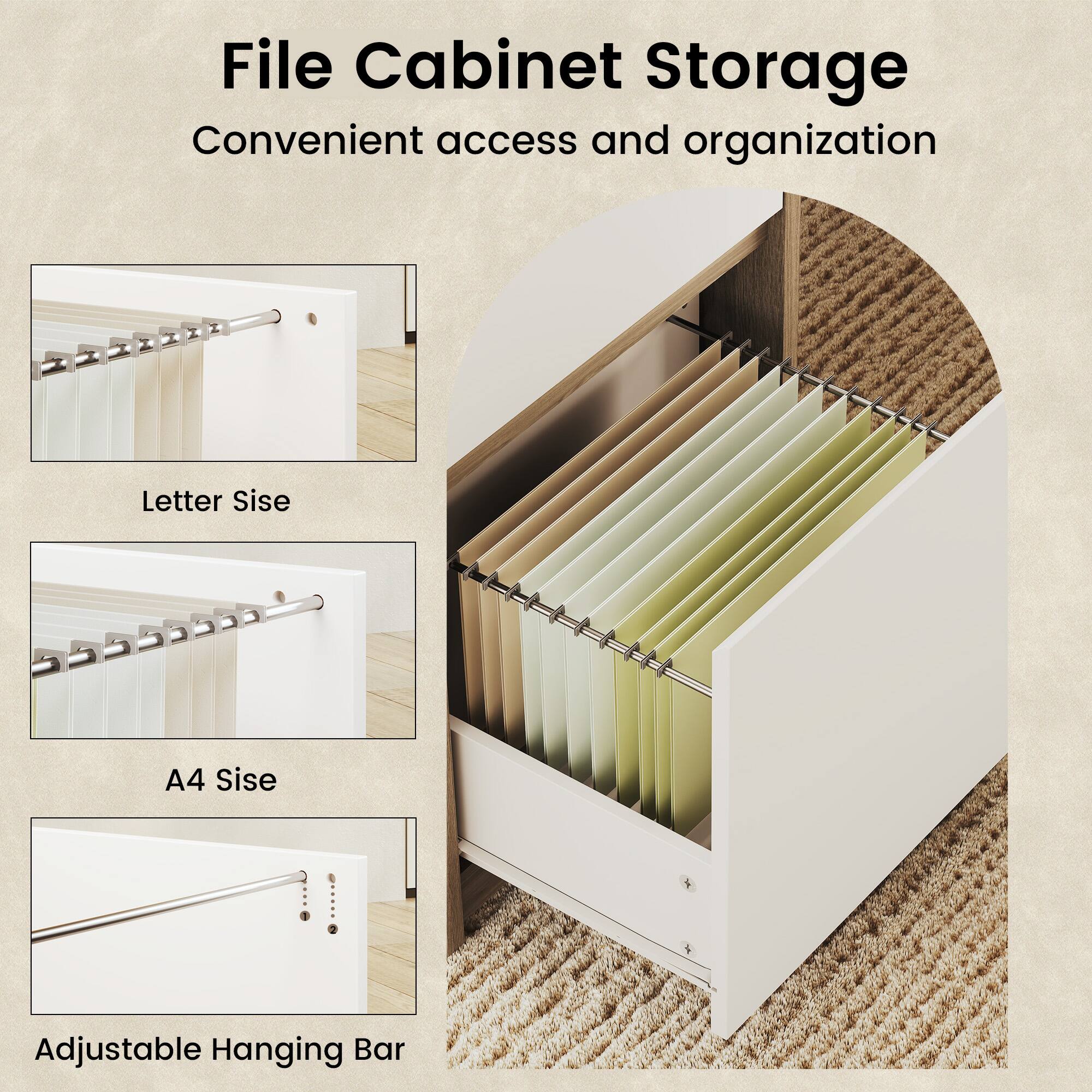 File Cabinet Storage  
Convenient access and organization  

Letter Size  
A4 Size  
Adjustable Hanging Bar