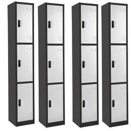 AdirOffice - Storage Locker 629-Series 72" H 3-Tier Steel Compartment Digital Lock Locker, 4/Pack - Black and White