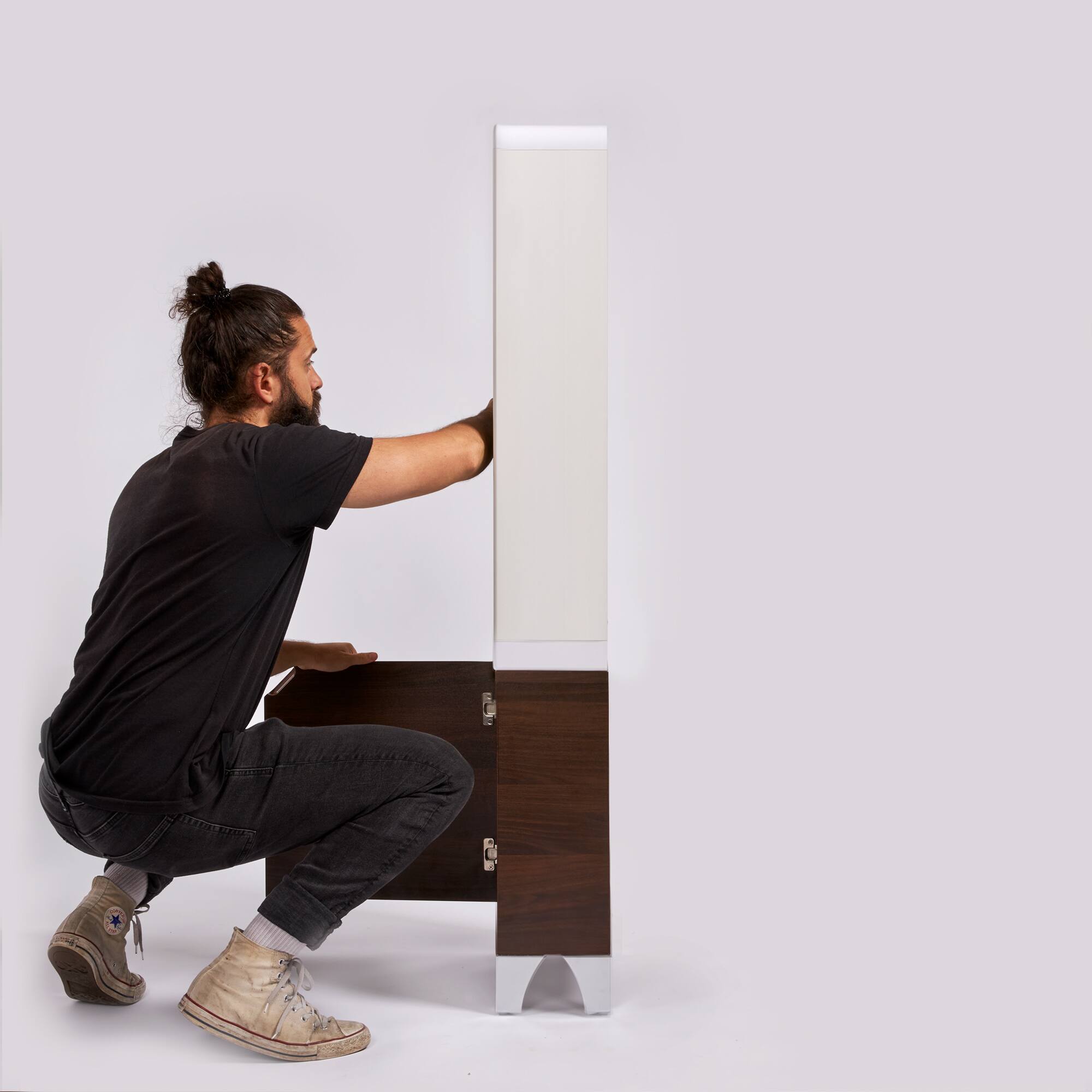 Alt View 2. Just Vertical - EVE Indoor Hydroponic Garden | Modern Furniture-Style Vertical Planter | Grow 12 Fresh Herbs & Vegetables Year-Round - Walnut.