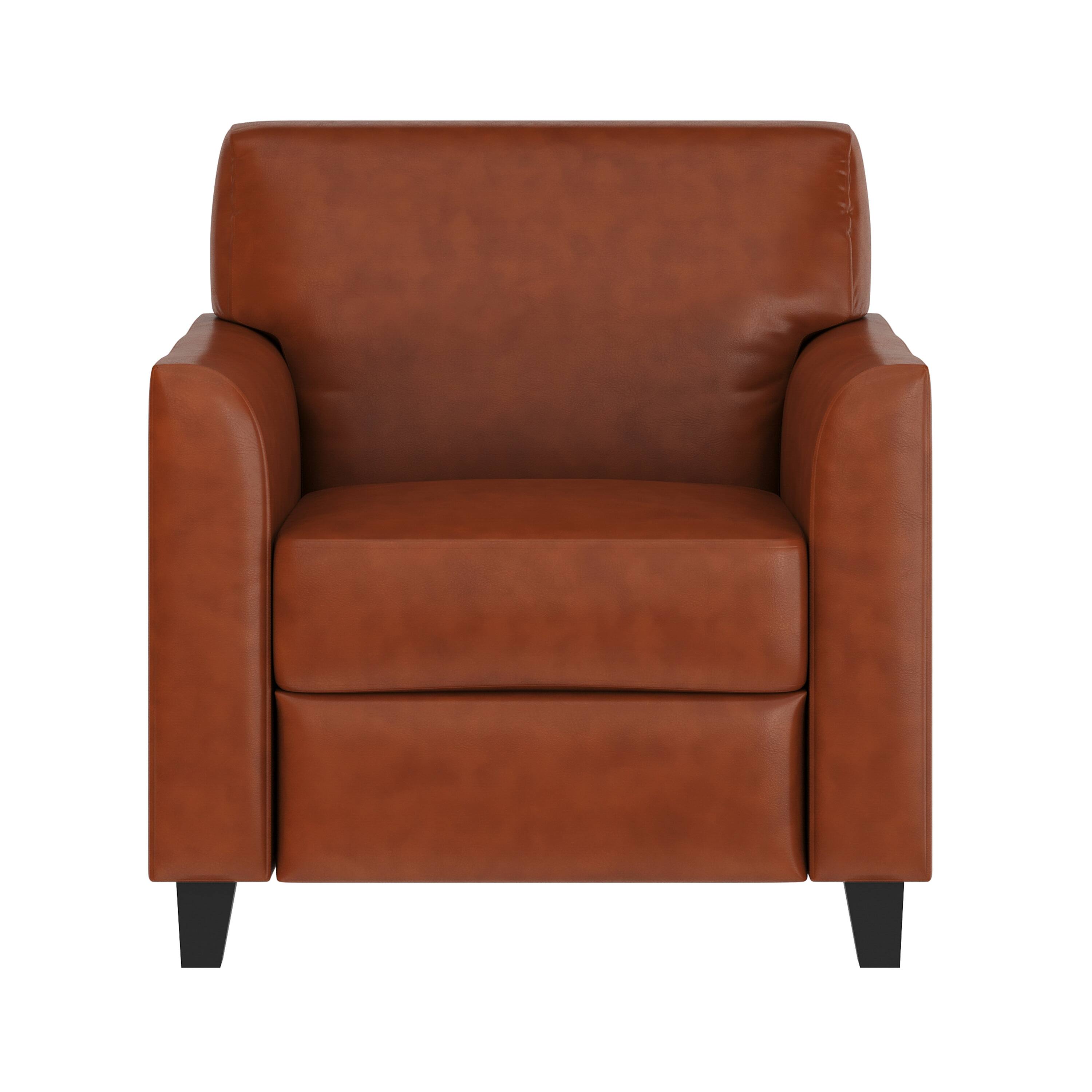 Alt View 7. Emma + Oliver - Faux Leather Chair with Clean Line Stitched Frame - Cognac.