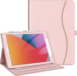 Fintie - Case for iPad 9th/8th/7th Generation 10.2 Inch Multi-Angle Viewing Folio Stand Cover Auto Wake/Sleep - Rose Gold