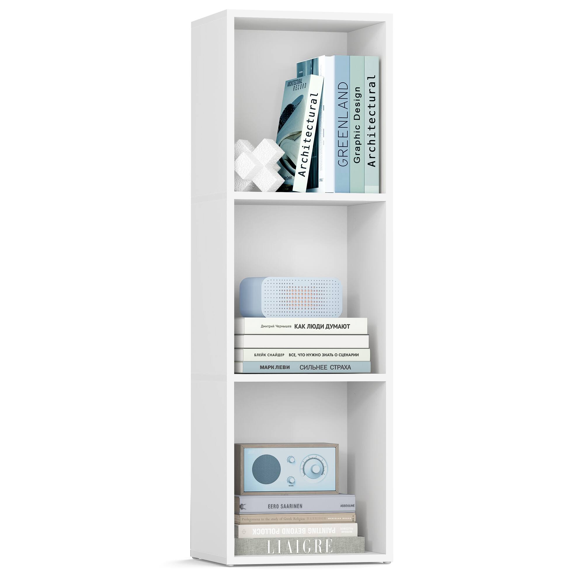 Songmics Home - CUSTOS Collection - Bookshelf, 3-Tier Bookcase, Book Shelf, Open Storage Shelf,for Living Room, Home Office - Cloud White