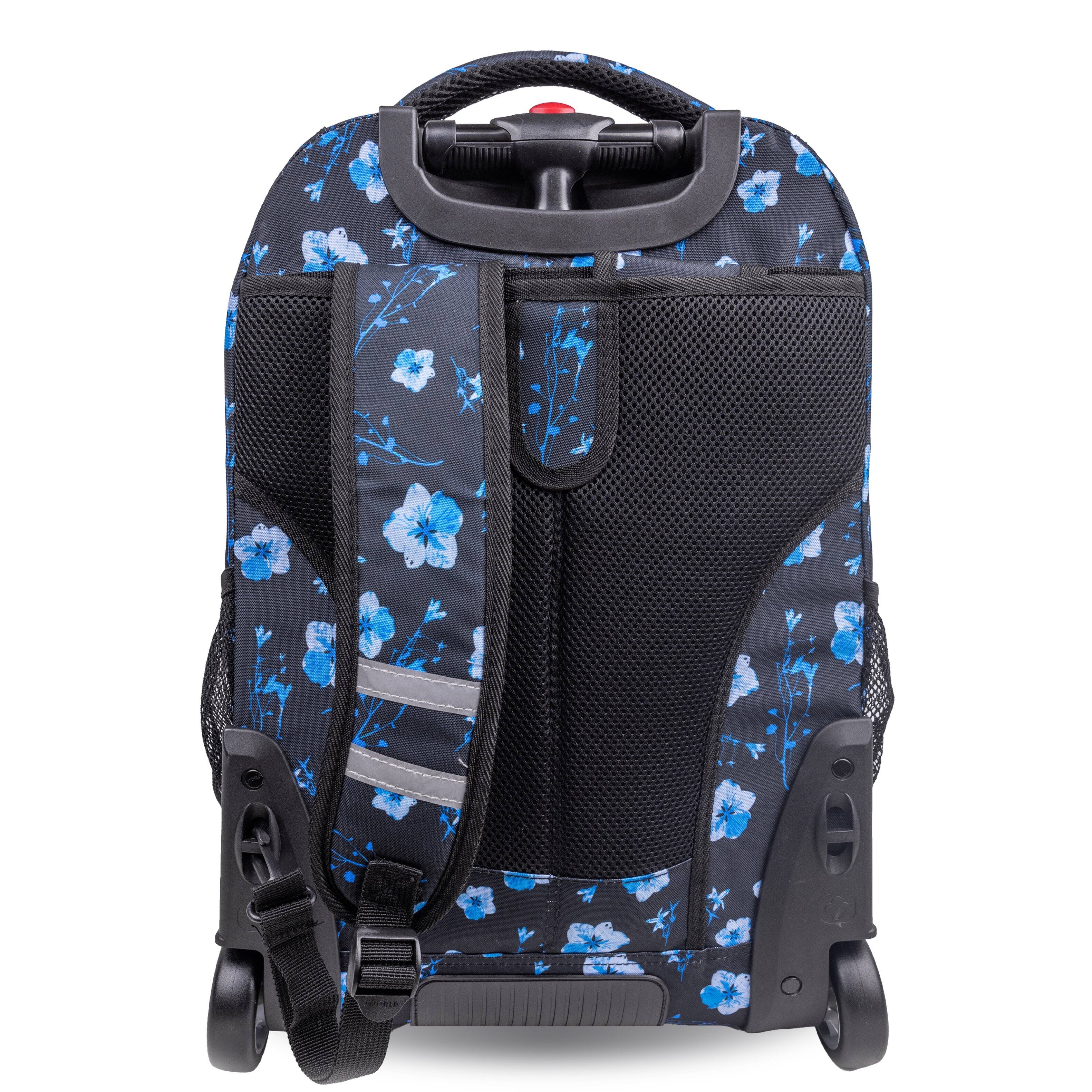 Back. J World - J World Girls and Womens Sundance 20" Rolling Backpack with Laptop Sleeve for School and Travel, Night Bloom - NIGHT BLOOM.