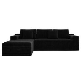Kadyn - 104" Right Chaise Modular Sectional, Soft Corduroy Cloud Couch with Deep Comfort Seating, Black - Black