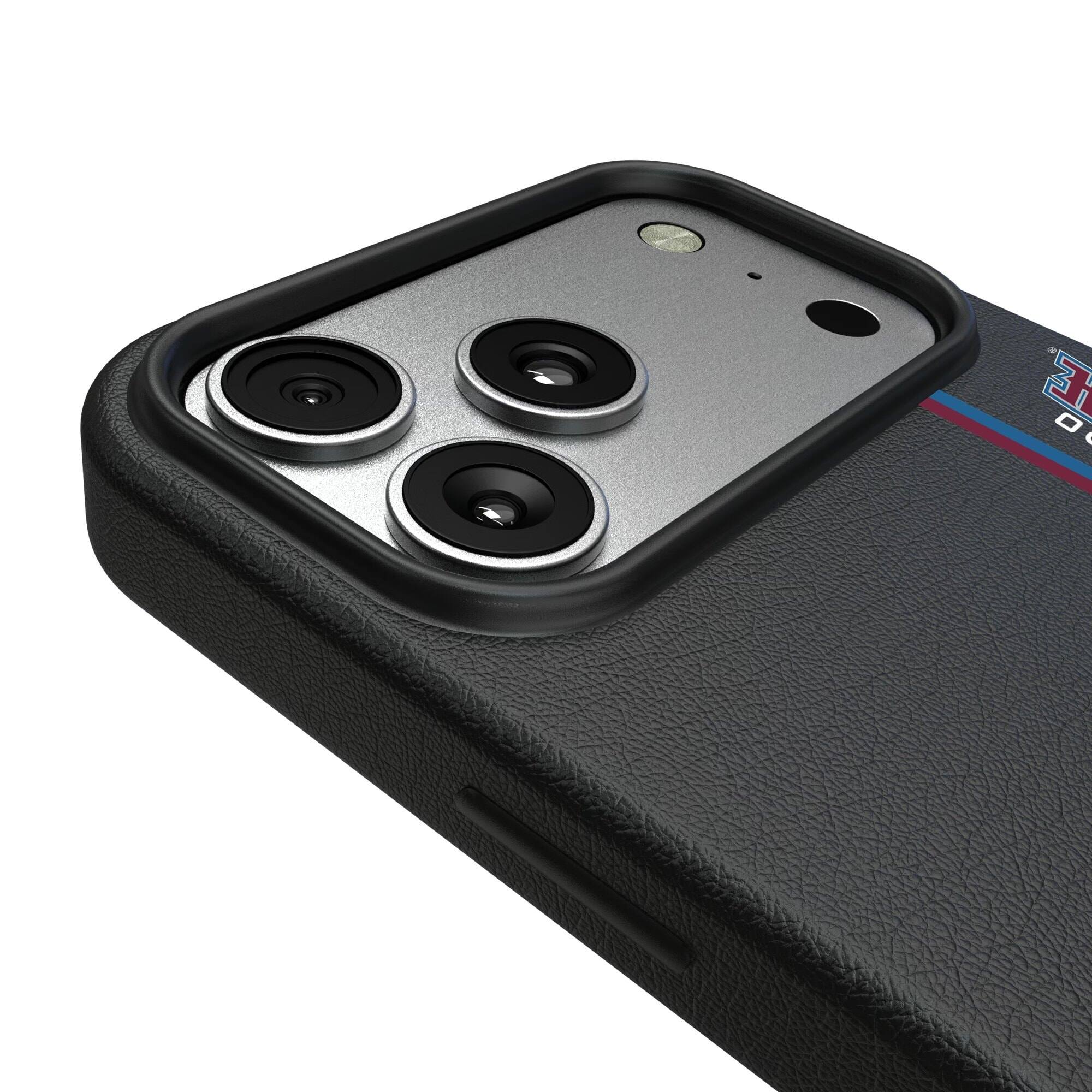 Alt View 2. Keyscaper - Black Colorado Avalanche Sidebar Magnetic iPhone Case - 15 Plus - Black.