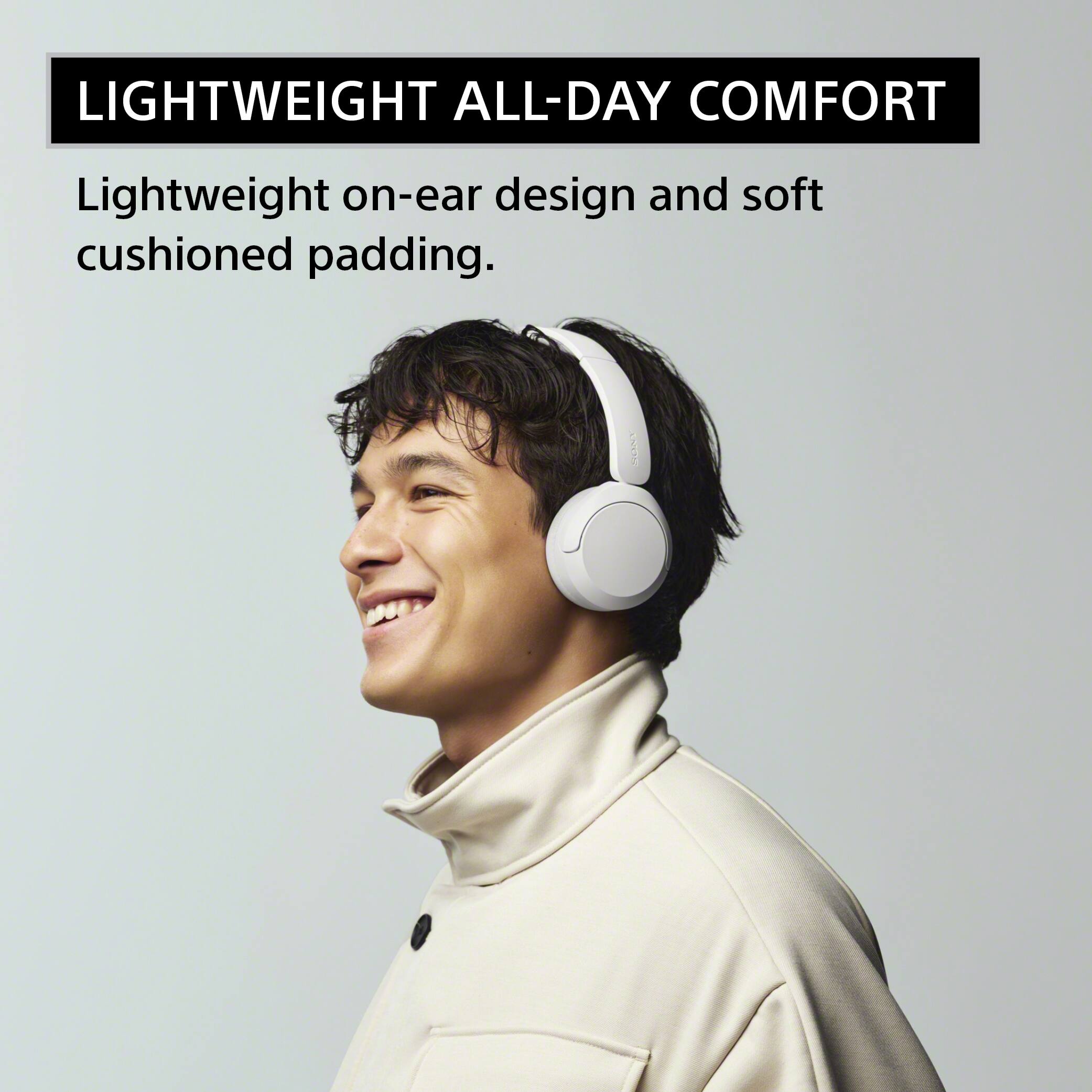 LIGHTWEIGHT ALL-DAY COMFORT  
Lightweight on-ear design and soft cushioned padding.