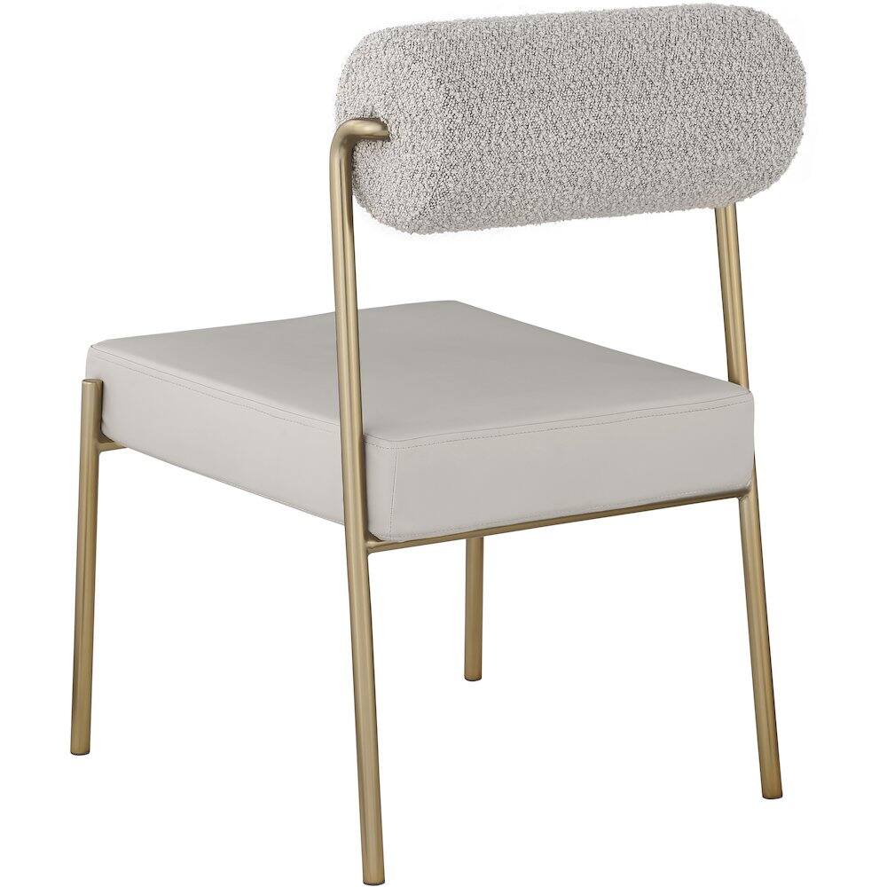 Alt View 1. Meridian Furniture - Carly Taupe Vegan Leather Seat / Boucle Fabric Back Dining Chair, Set of 2 - Brown.