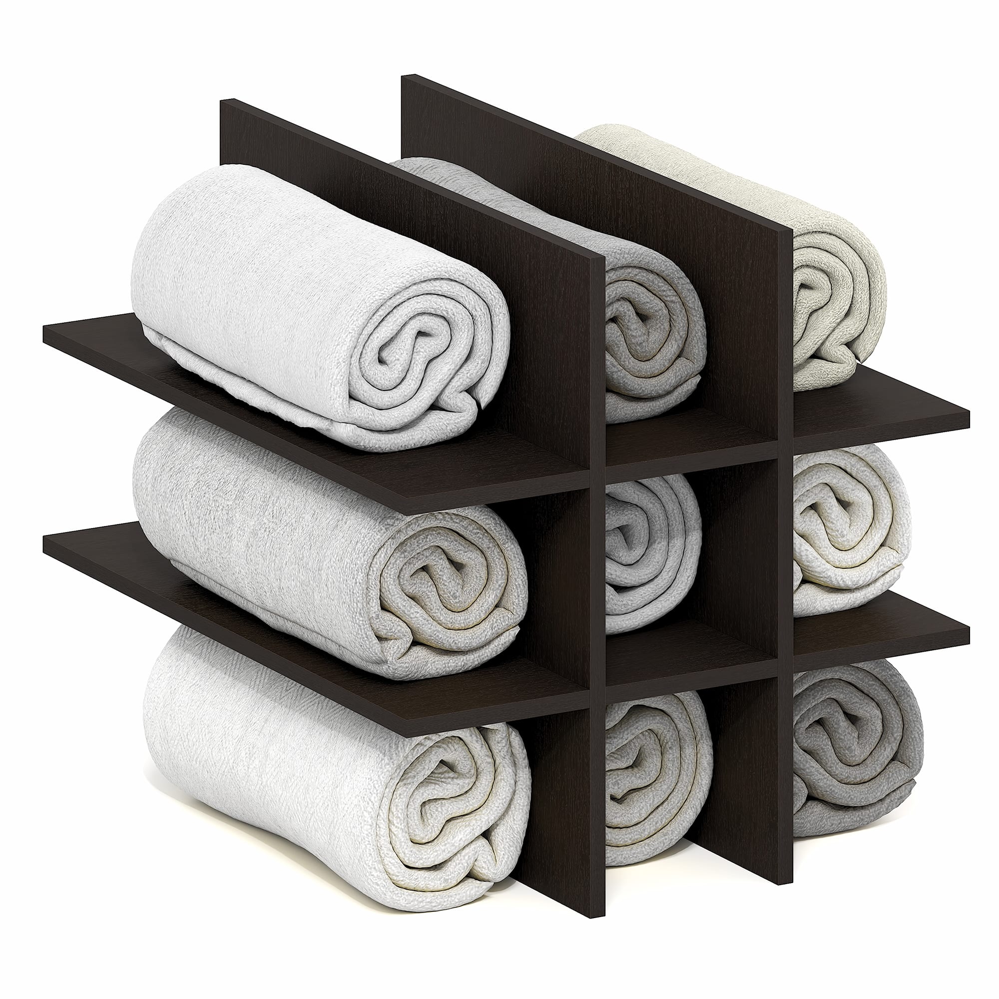 Furinno - CUBICLE Cube Insert, 9-Compartment Cube Organizer Insert, Fits Triple Thick Cubes, for Organizers and Storage - Black Dark Oak