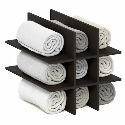 Front. Furinno - CUBICLE Cube Insert, 9-Compartment Cube Organizer Insert, Fits Triple Thick Cubes, for Organizers and Storage - Black Dark Oak.