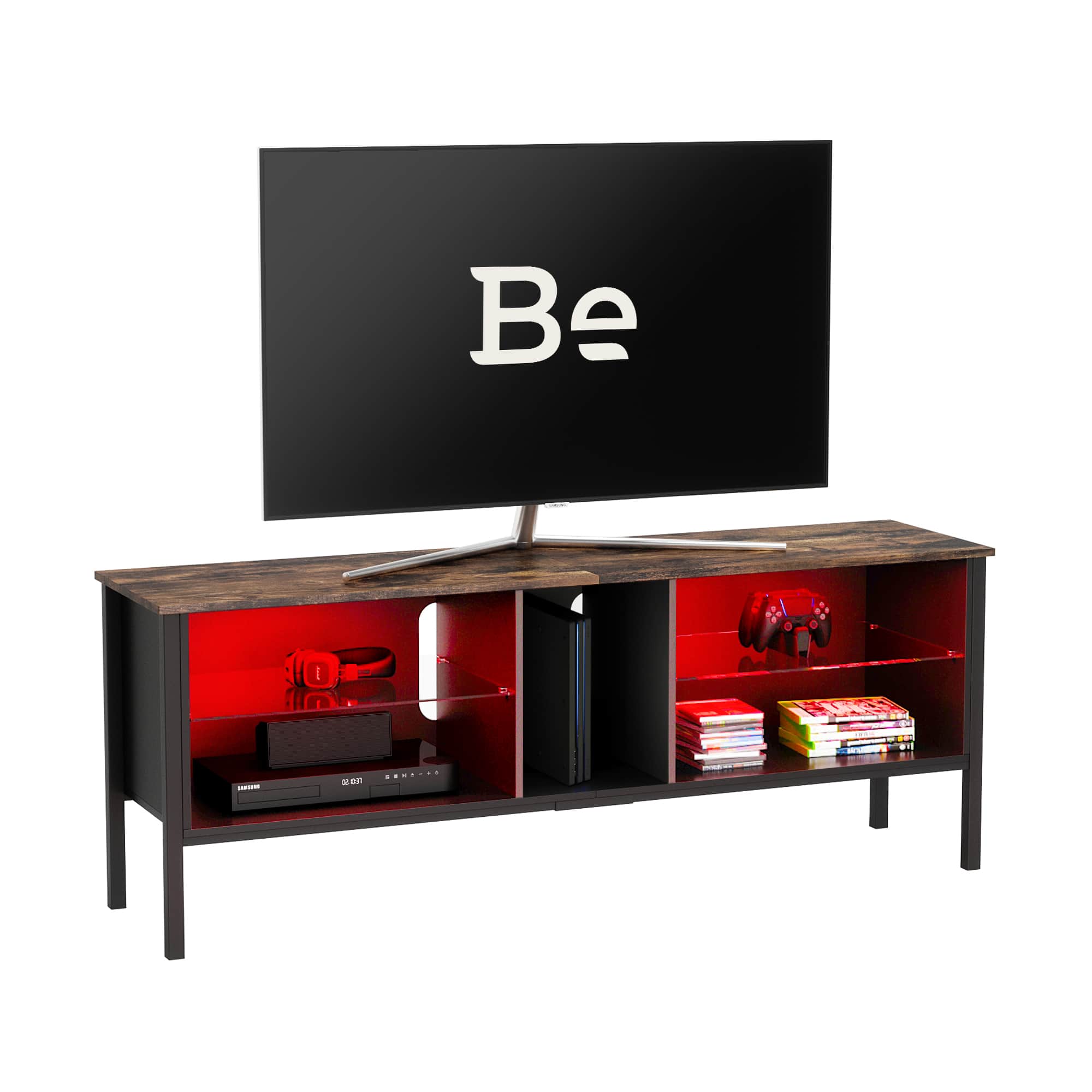 Alt View 35. Bestier - LED Gaming Entertainment Center with Shelves for TVs up to 70" - Brown.