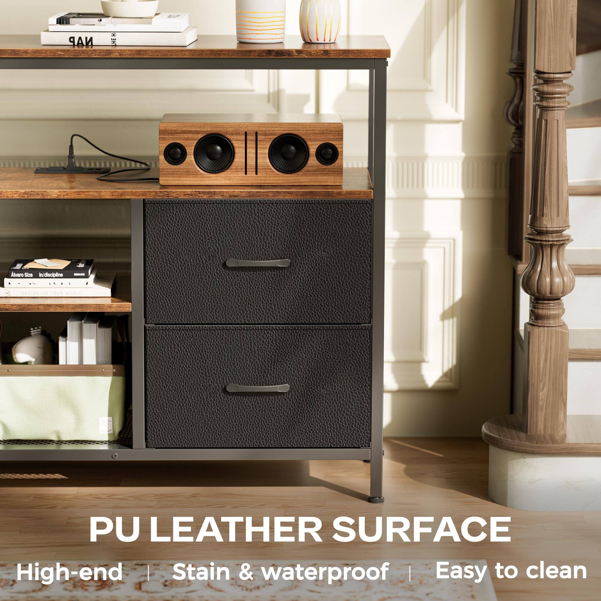 PU LEATHER SURFACE  
High-end | Stain & waterproof | Easy to clean