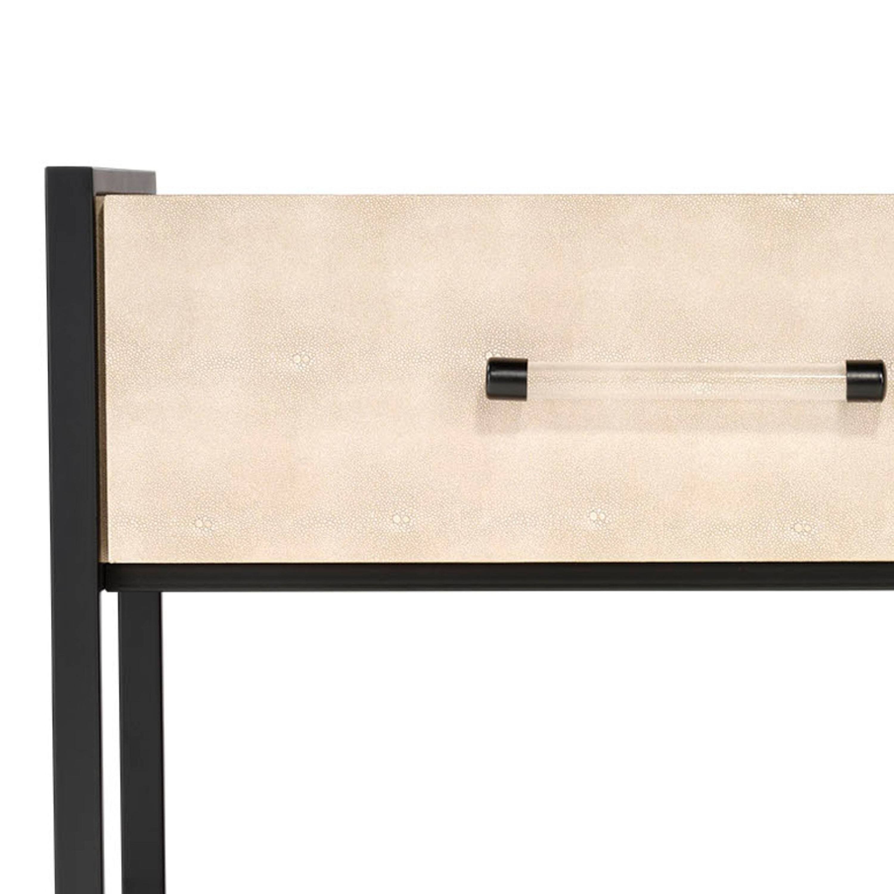 Manhattan Lane Caz Side Table, 1 Drawer, Faux Shagreen Leather, 26 Inch ...