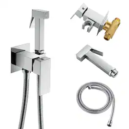 Chrome Solid Brass Bidet Sprayer Hot Cold Water 48-Inch Hose