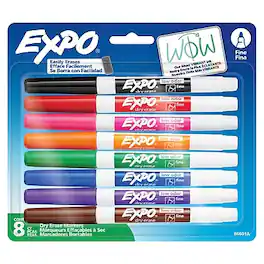 Expo - Dry Erase Marker, Fine Tip, 8/Pack - Assorted Colors
