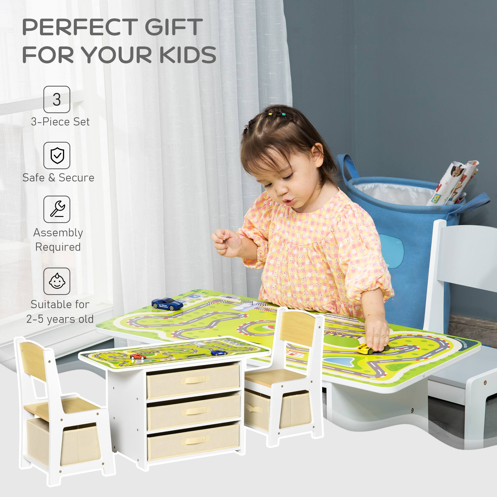 PERFECT GIFT FOR YOUR KIDS

- 3-Piece Set
- Safe & Secure
- Assembly Required
- Suitable for 2-5 years old