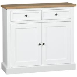 Homcom - Sideboard Buffet Cabinet, Kitchen Cabinet, Coffee Bar Cabinet with 2 Drawers and Double Door Cupboard for Room - White