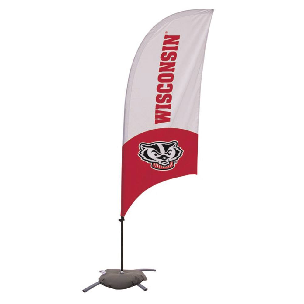 Victory Corps - Wisconsin Badgers 7.5' Two-Tone Razor Feather Stake Flag with Base - Multicolor