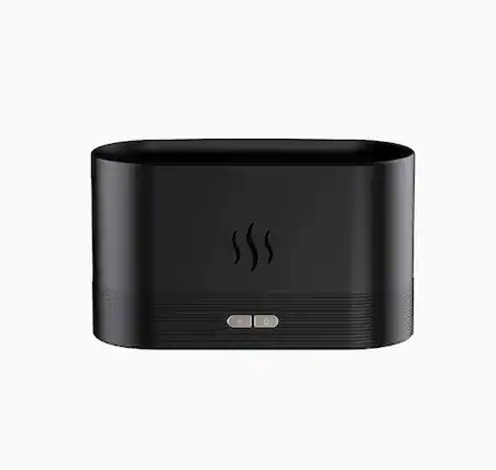 Front. Cluzine - Humidifier Flame Aroma Diffuser Simulated Flame Ambient Light Home Office Desktop Bedroom - Black.