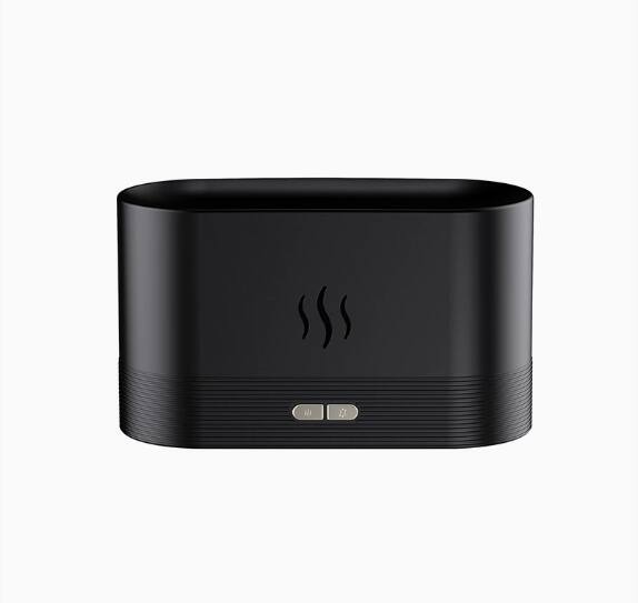 Front. Cluzine - Humidifier Flame Aroma Diffuser Simulated Flame Ambient Light Home Office Desktop Bedroom - Black.