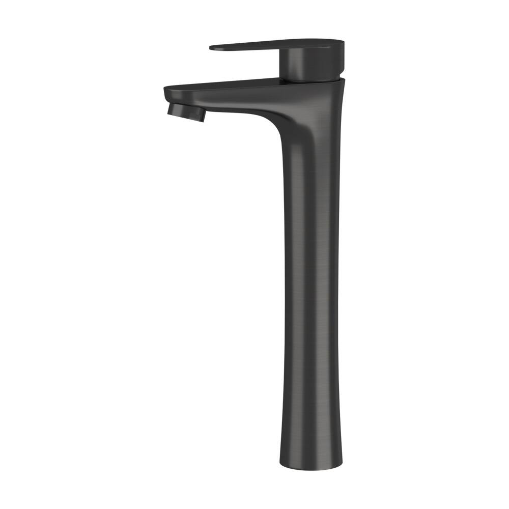 Front. JUJABU - Matte Black Single Handle Tall Bathroom Sink Faucet - Matte Black.
