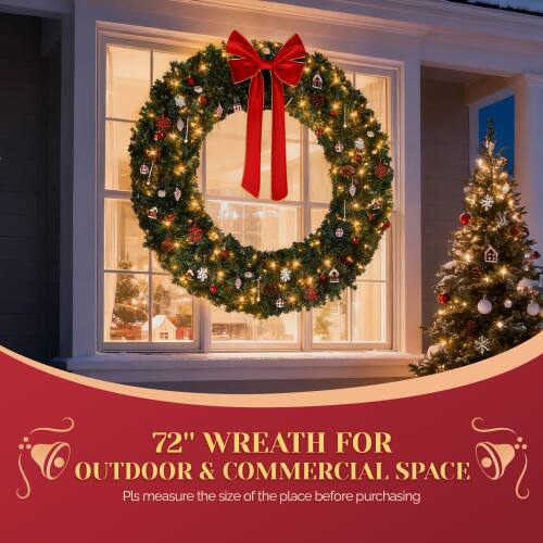 72" WREATH FOR OUTDOOR & COMMERCIAL SPACE  
Please measure the size of the place before purchasing