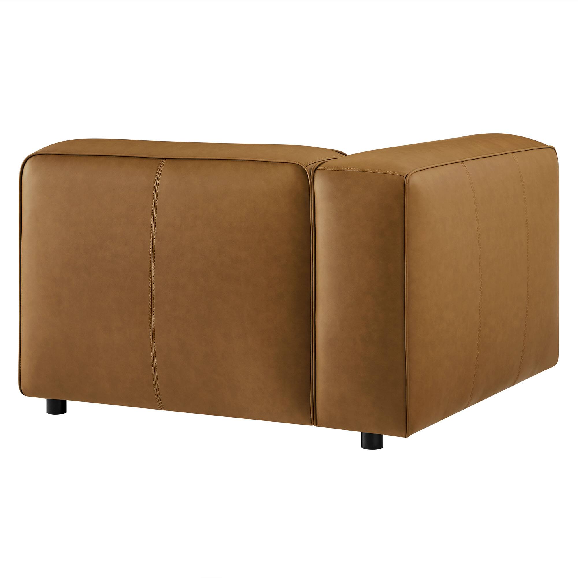 Alt View 1. Modway - Auren Upholstered Vegan Leather Modular Left Armchair by Modway - Brown.