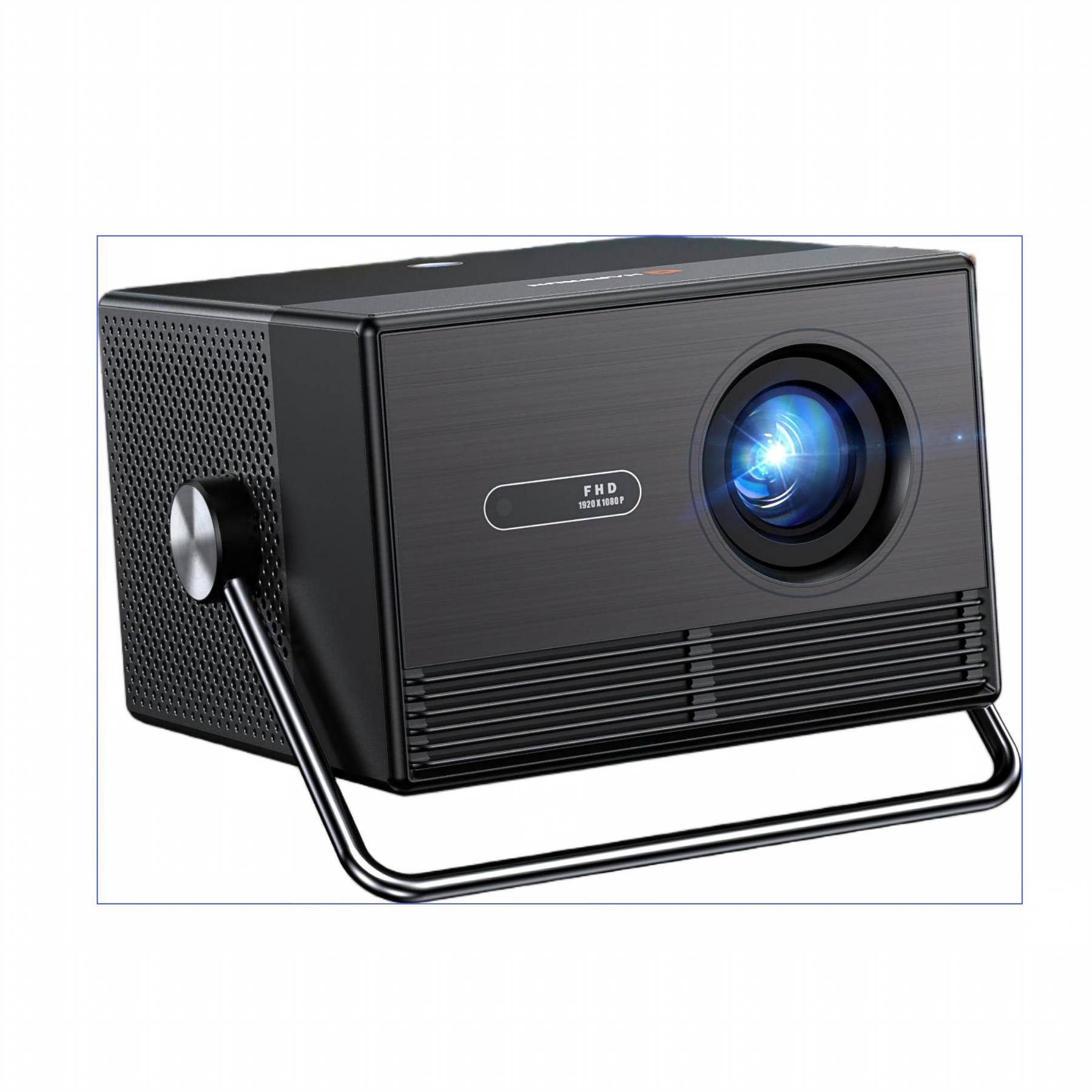 Happrun - 4000 ANSI Lumens Outdoor Smart Projector with Google TV 4K Decoding Auto Focus Dolby Audio Wi-Fi and Bluetooth - Gray